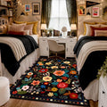 RELEANY Floral Washable 3x5 Area Rugs Black | Flower Carpet Print Boho Cute Non by RELEANY