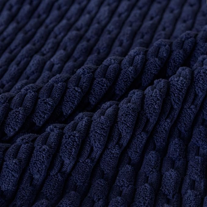 Set of 4 Navy Blue Decorative Throw Pillow Covers 12x20 Inch Corduroy Pillow - Image 4