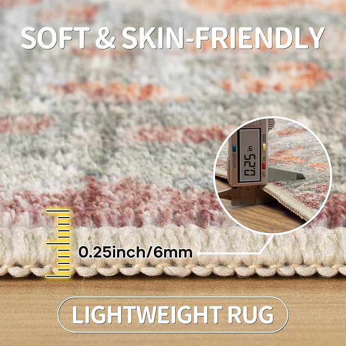 8x10 Area Rugs for Living Room Bedroom Dining Room Washable Red Brown | Soft - Image 6