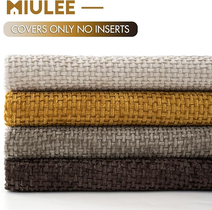 MIULEE Decorative Chenille Fall Pillow Covers Gold Brown 16x16 Pack of 4 | - Image 6
