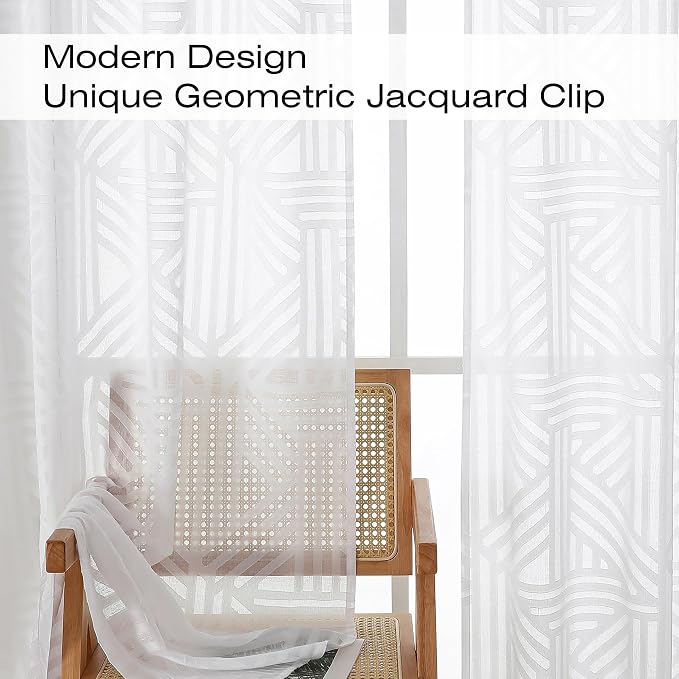 Simplebrand Semi Sheer White Curtains 84 Inches Long 2 Panels, Light Filtering - Image 3