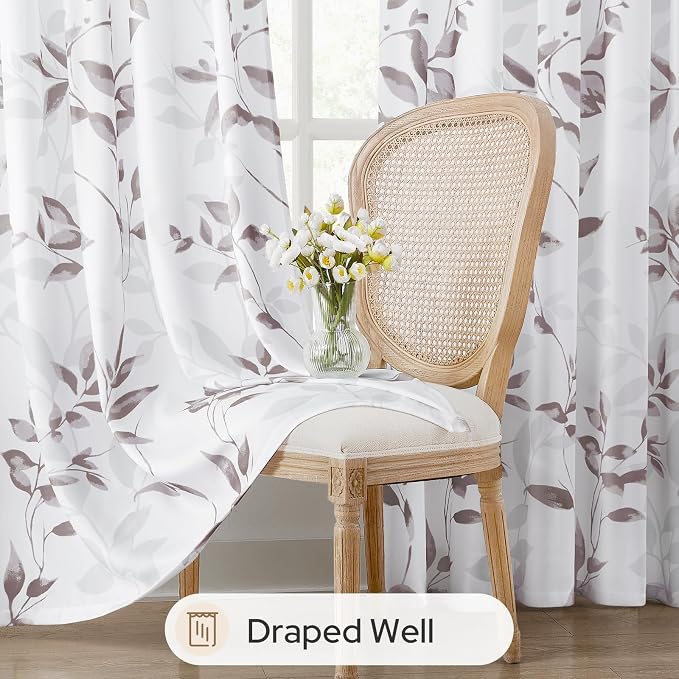 HOMEIDEAS Non-See-Through Dry Rose and White Privacy Sheer Curtains 52 X 84 - Image 4