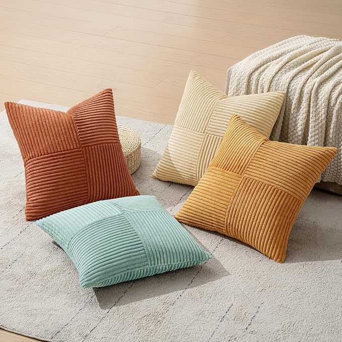 MIULEE Fall Boho Farmhouse Decorative Throw Pillow Covers 18x18 Inch 4 Packs - Image 6