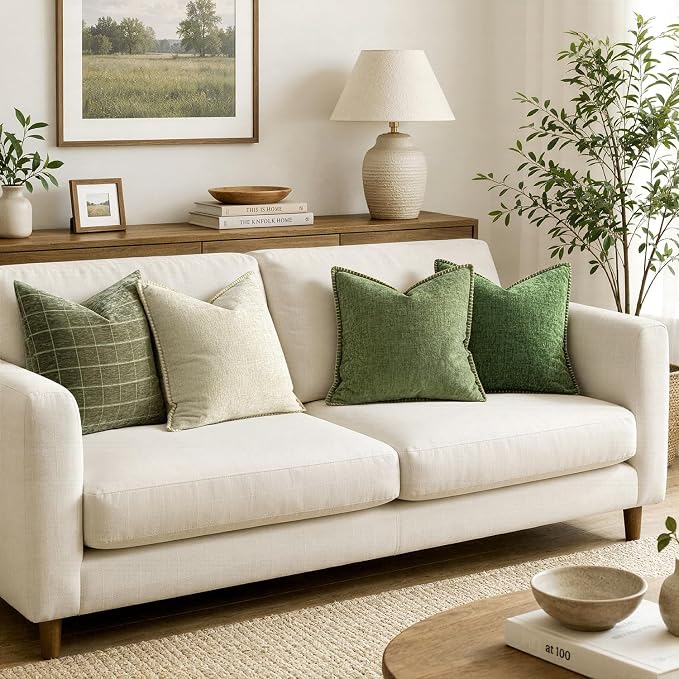MIULEE Decorative Couch Throw Pillow Covers 22x22 Inch Sage Green 2 Pack | - Image 5