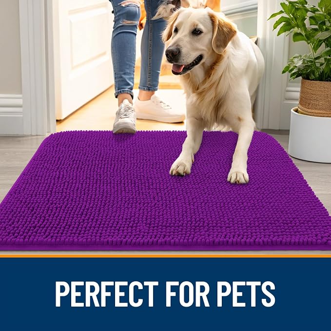 OLANLY Dog Door Mat for Muddy Paws 35x24, Super Absorbent Chenille Mud Mat | - Image 6