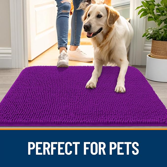 OLANLY Dog Door Mat for Muddy Paws 54x32, Super Absorbent Chenille Mud Mat | - Image 6