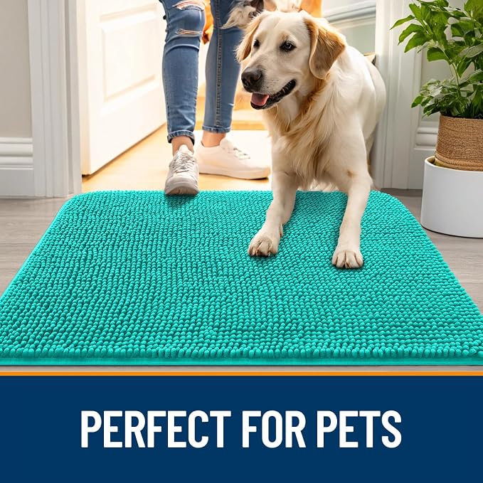 OLANLY Dog Door Mat for Muddy Paws 36x24, Super Absorbent Chenille Mud Mat | - Image 6