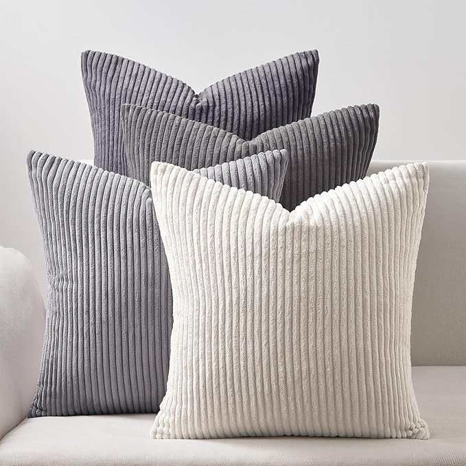 Topfinel Neutral Grey Decorative Throw Pillow Covers 18x18 Inch Set of 4 by Topfinel