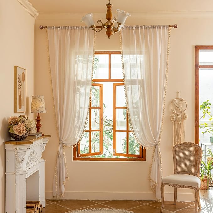 MYSKY HOME Natural Macrame Curtains 96 Inch Length - Image 8