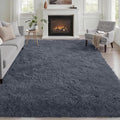 Area Rug Living Room Bedroom: 6x9 Fluffy Plush Shag Carpet Grey | by Luxturiy