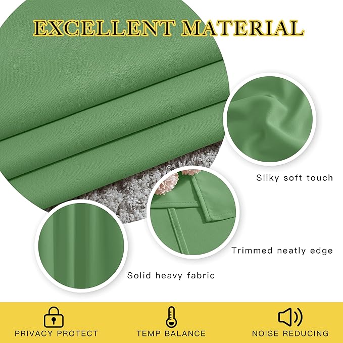 NICETOWN Froest Green Blackout Curtains - Image 3