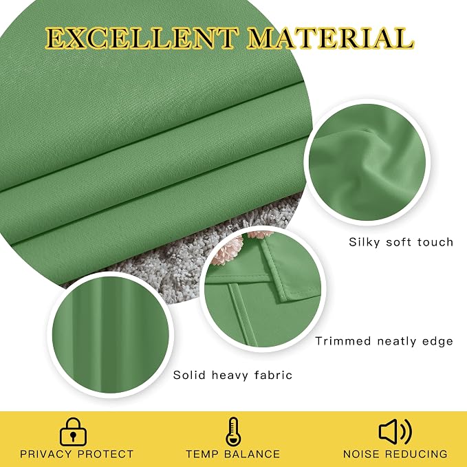 NICETOWN Forest Green Blackout Curtains 84 inches Long 2 Panels Set - Image 4