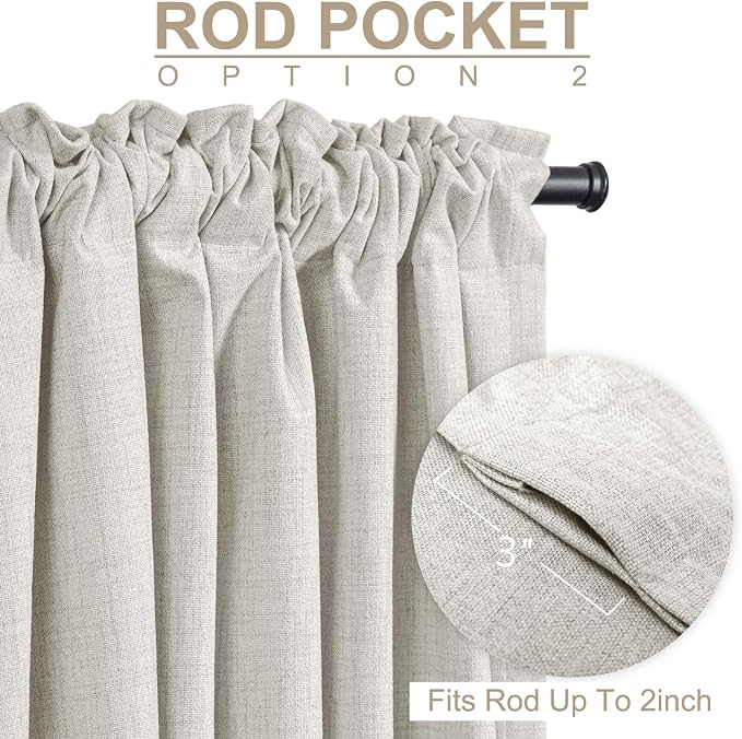 Linen Textured Total Blackout Sliding Door Curtains 90 Inches Long, Thermal - Image 4