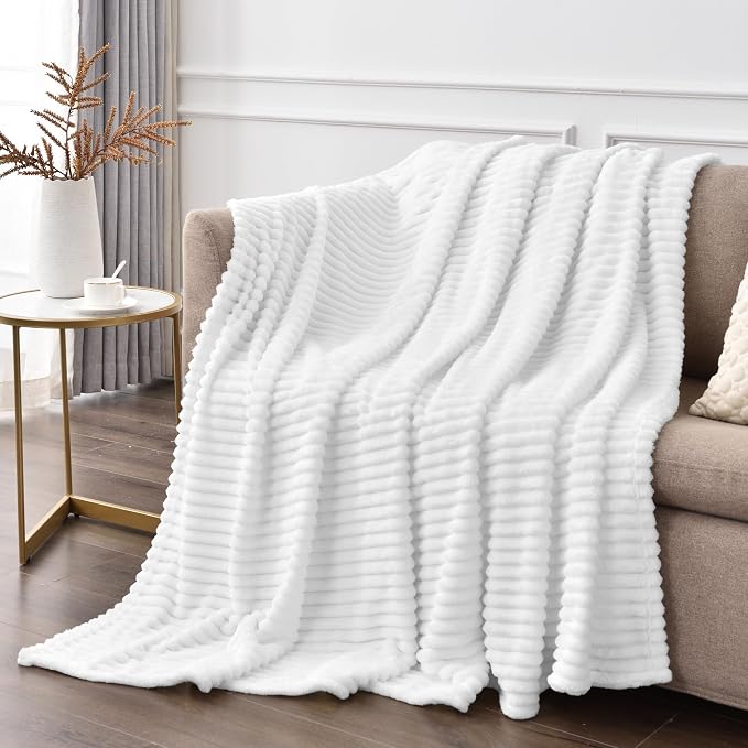 BEDELITE Fleece Throw Blanket for Couch – 3D Ribbed Jacquard Soft and Warm - Image 5