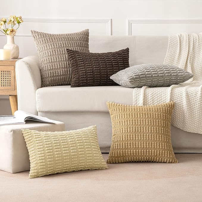 MIULEE Pack of 2 Corduroy Decorative Euro Sham Throw Pillow Covers 24x24 Inch - Image 3