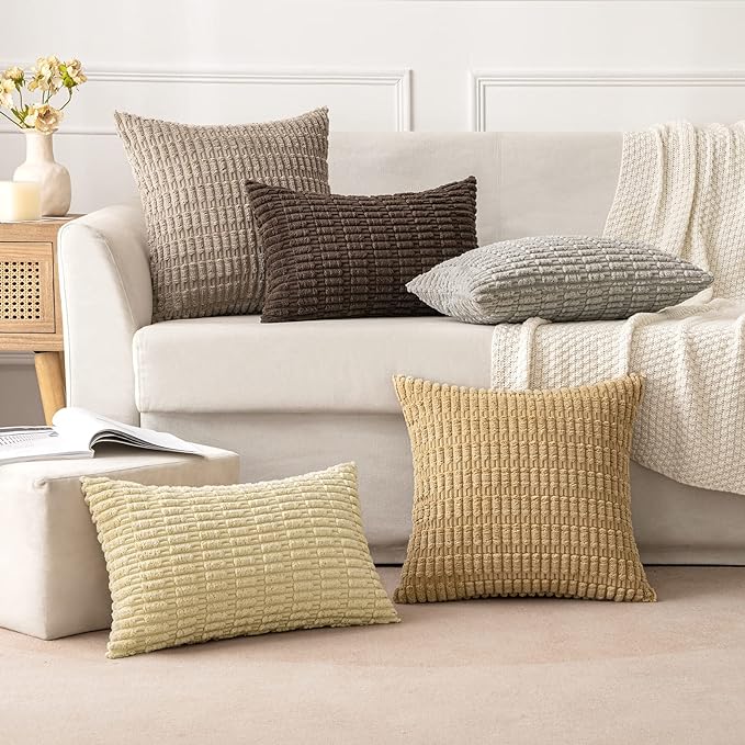 MIULEE Pack of 2 Corduroy Decorative Throw Pillow Covers 18x18 Inch Soft Boho - Image 5