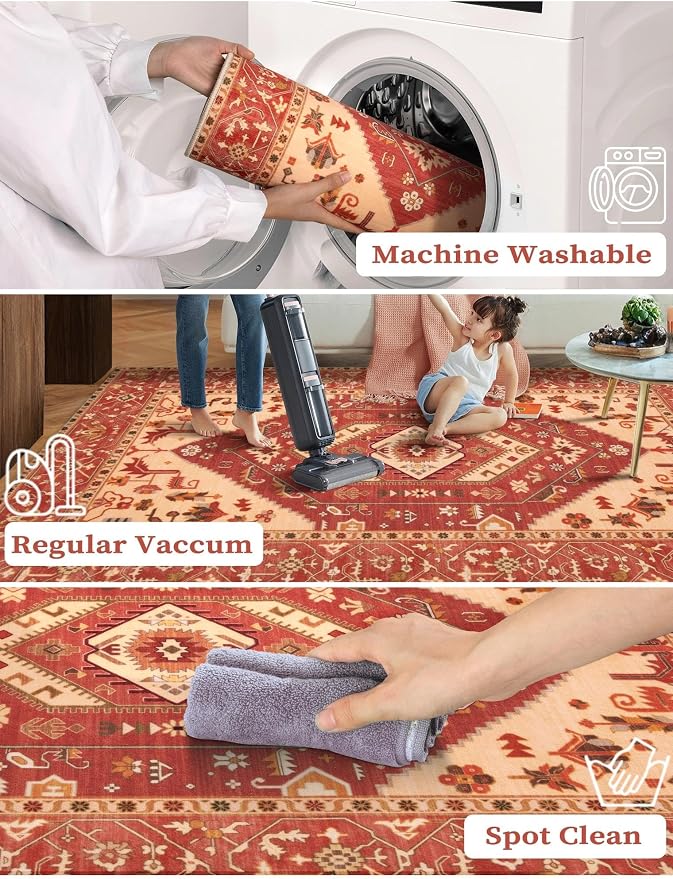 SERISSA 2x6 Washable Non Slip Boho Runner Rug - Image 3