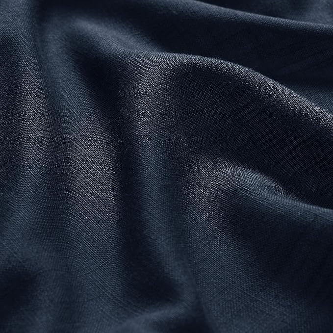 Navy Blue Semi Sheer Curtains 72 Inches Long 2 Panels Set - Image 5