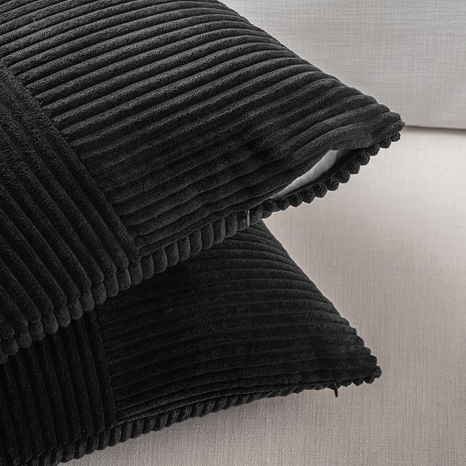 Fancy Homi 2 Packs Black Big Decorative Throw Pillow Covers 24x24 Inch - Image 4