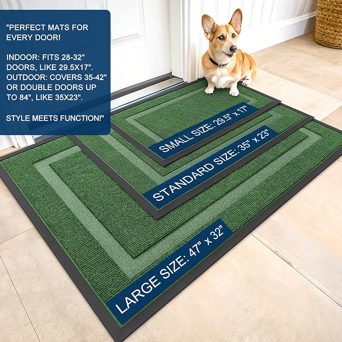 OLANLY Front Door Mat Outside 47x17, All-Season Heavy-Duty Rubber Doormat | - Image 2