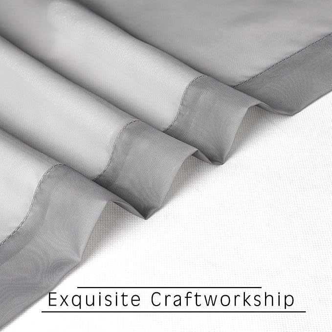 Grey Sheer Curtains 72 Inches Long 2 Panels, Transparent Voile Sheer Curtain - Image 6