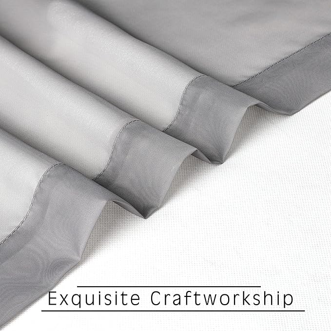 2 Panels Sheer Curtains 63 Inches Long Rod Pocket Light Weight Soft Voile - Image 7