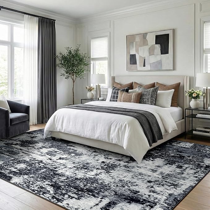 Washable Area Rugs 9'x12' Non-Slip Modern Abstract Soft - Image 8