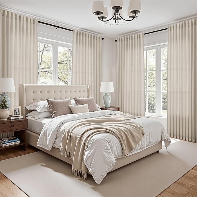 108 Inch Long Curtains for Living Room Boho Linen Eclectic Home Decor Light - Image 7
