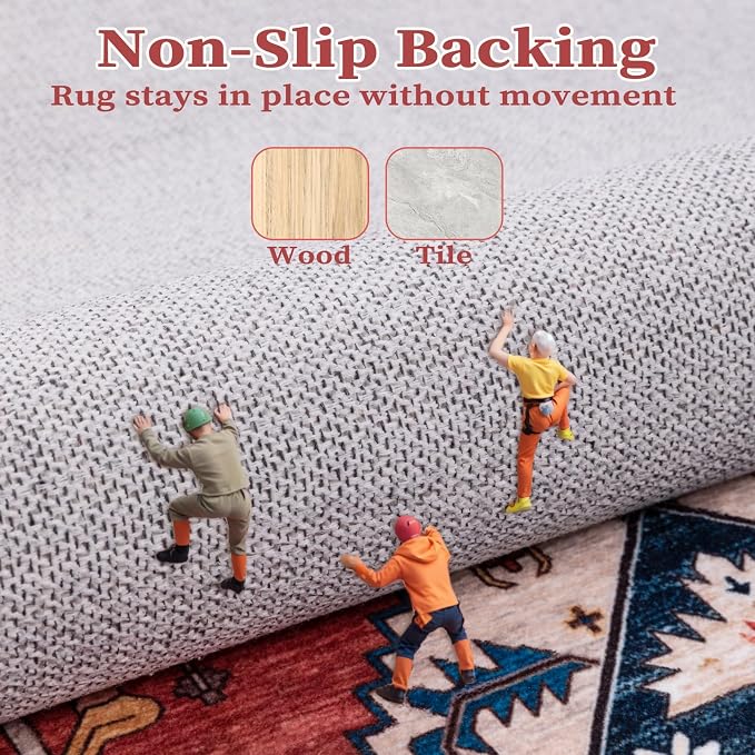SERISSA 5x8 Area Rugs for Living Room, Large Washable Non-Slip Boho Rug - Image 5