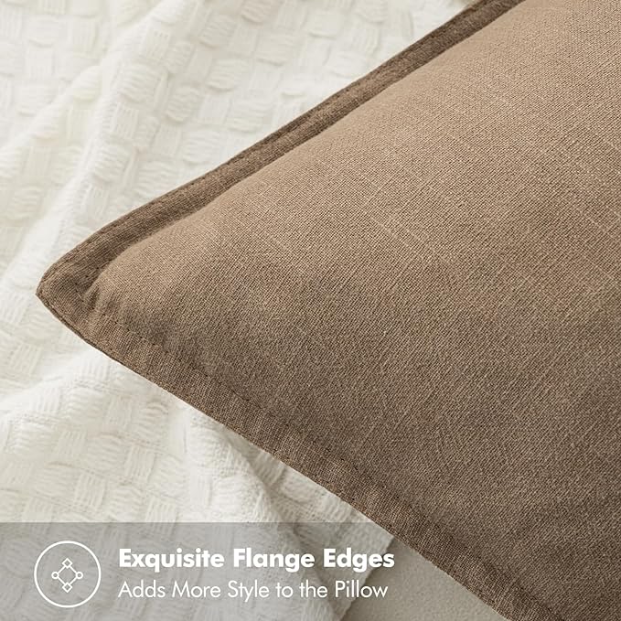 MIULEE Decorative Linen Pillow Covers 16x16 Inch Khaki Boho Farmhouse Neutral - Image 2