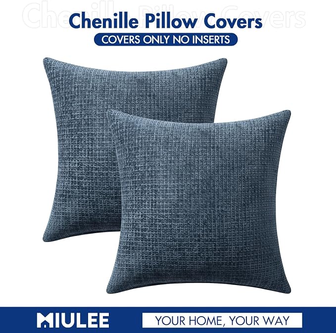 MIULEE Pack of 2 Couch Throw Pillow Covers 18x18 Inch Coastal Navy Blue Modern - Image 7
