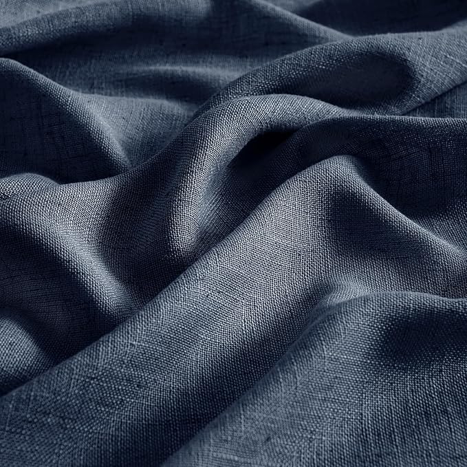 MIULEE Navy Blue Linen Curtains 84 Inch Length 2 Panels - Image 4