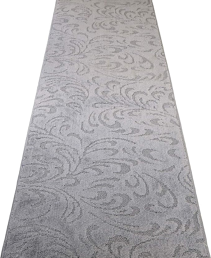 Custom Length Hallway Runner Rug, Slip Resistant, Floral Grey, 26 Inch X 10 feet - Image 6