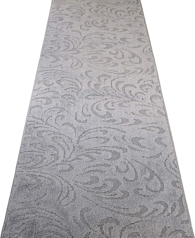 Custom Length Hallway Runner Rug, Slip Resistant, Floral Grey, 26 Inch X 17 feet - Image 6