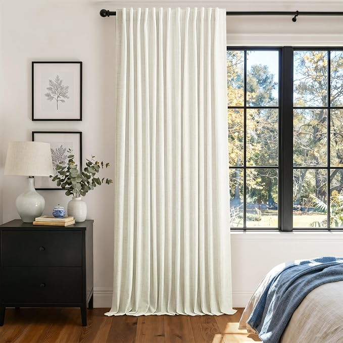 Extra Wide Curtain 108 Inches Long 100 Inch Wide Linen Blackout Curtain - Image 7