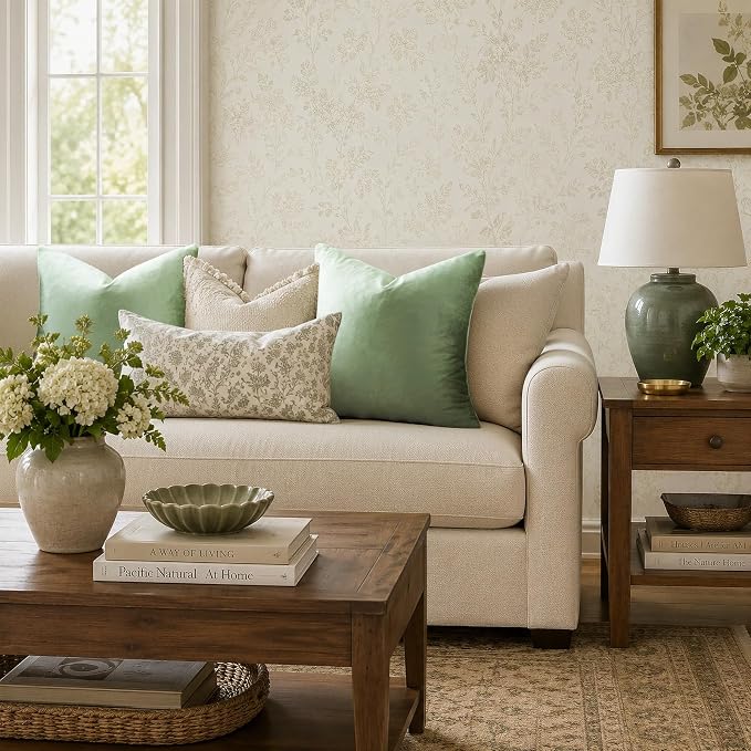 GIGIZAZA Sage Green Velvet Throw Pillow Covers 20x20 Pack of 2 | Decorative - Image 2