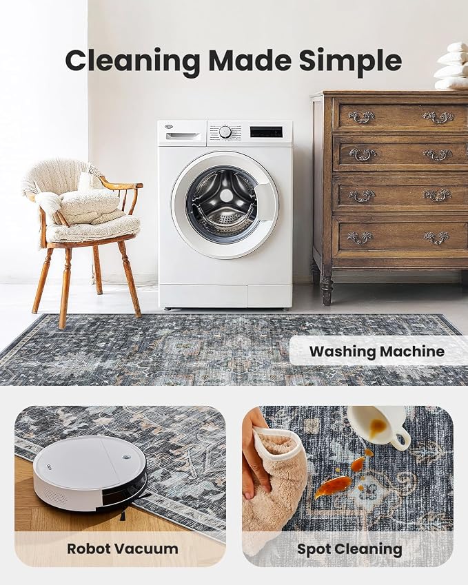 AMADA HOMEFURNISHING 5x7 Area Rugs, Washable Living Room Rug Low-Profile - Image 5
