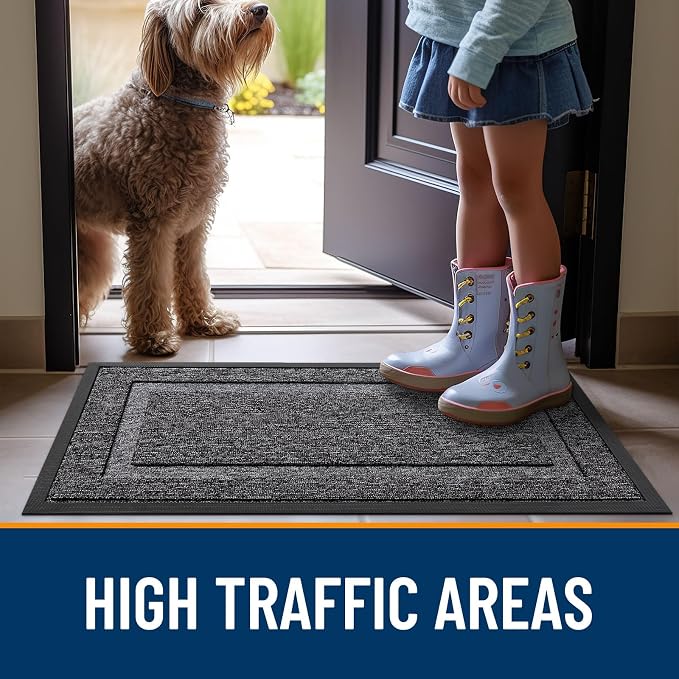 OLANLY Front Door Mat Outside 33x21, All-Season Heavy-Duty Rubber Doormat | - Image 6