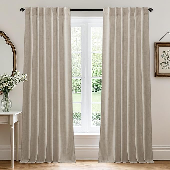 RYB HOME Light Filtering Linen Sheer Curtains 72 inch Long by RYBHOME