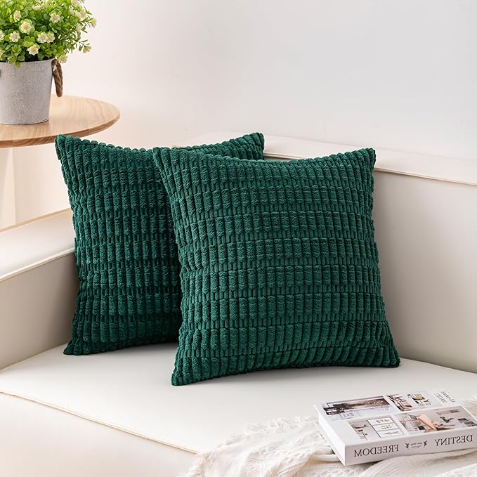 Aegero Pack of 2 Corduroy Decorative Throw Pillow Covers 16x16 Inch Soft by Unknown