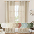 Natural Linen Curtains 90 Inch for Living Room, Semi Sheer Panels | Soft Thick by LAMIT