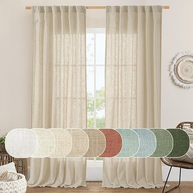 LAMIT Natural Linen Curtains 95 Inch by LAMIT