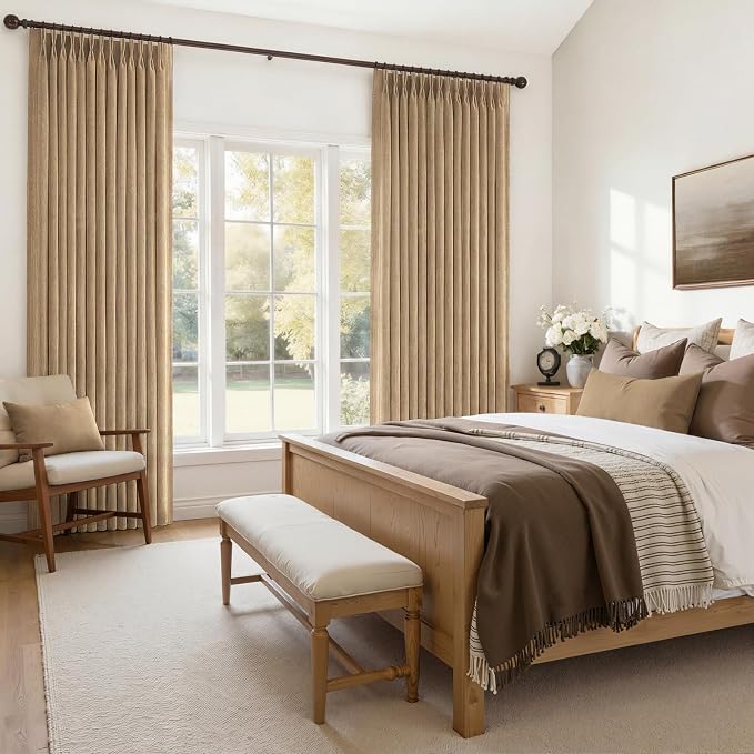 Pleated Linen Rust Brown Curtains 84 Inches Long 2 Panels Set - Image 6