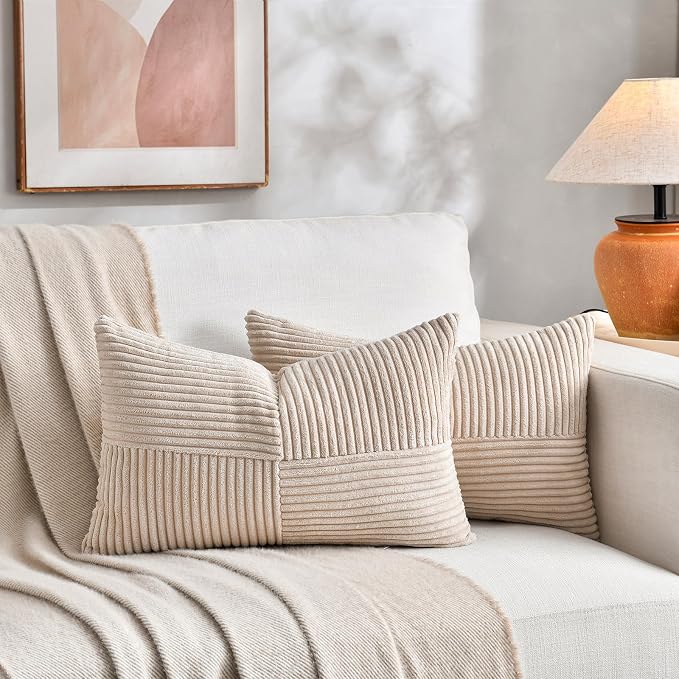 Fancy Homi 2 Packs Tan Long Lumbar Decorative Throw Pillow Covers 16x24 Inch - Image 6