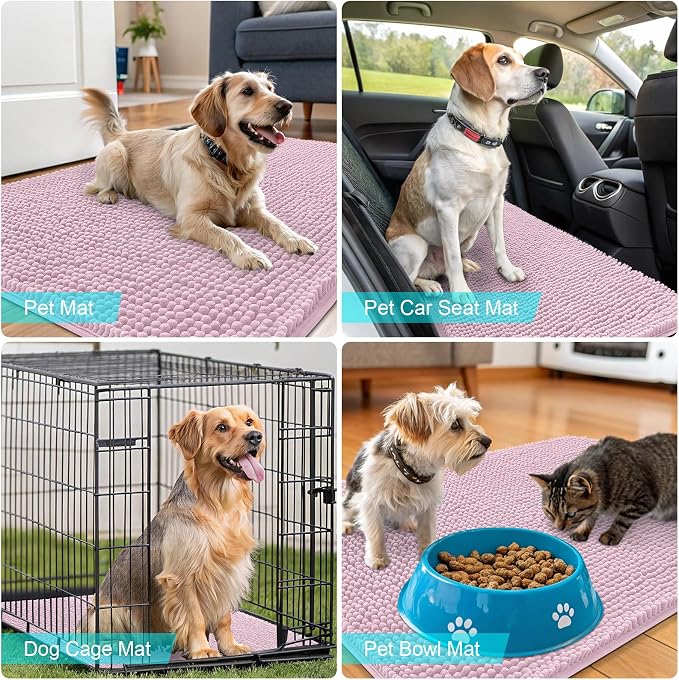 OLANLY Dog Door Mat for Muddy Paws 47x20, Super Absorbent Chenille Mud Mat | - Image 7
