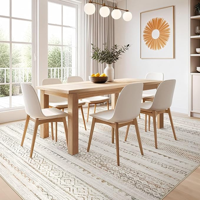 Nakagishi 5x7 Area Rugs Living Room: Washable Boho Large Neutral Soft Rug - Image 7