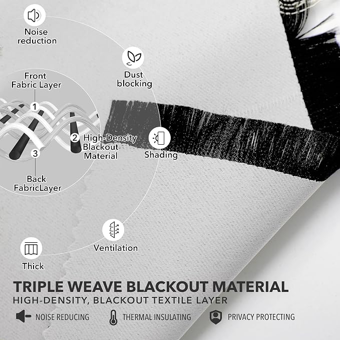 Deconovo Blackout Curtains, Thermal Insulated, W52 x L95 2 Panels, Back Tab - Image 4