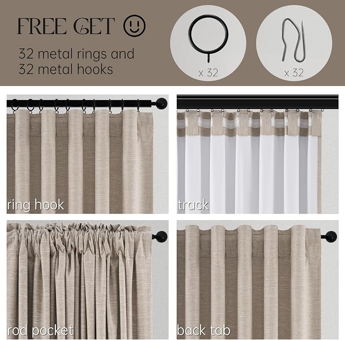 Extra Long Linen Blackout Curtains 132 Inches Long - Image 4