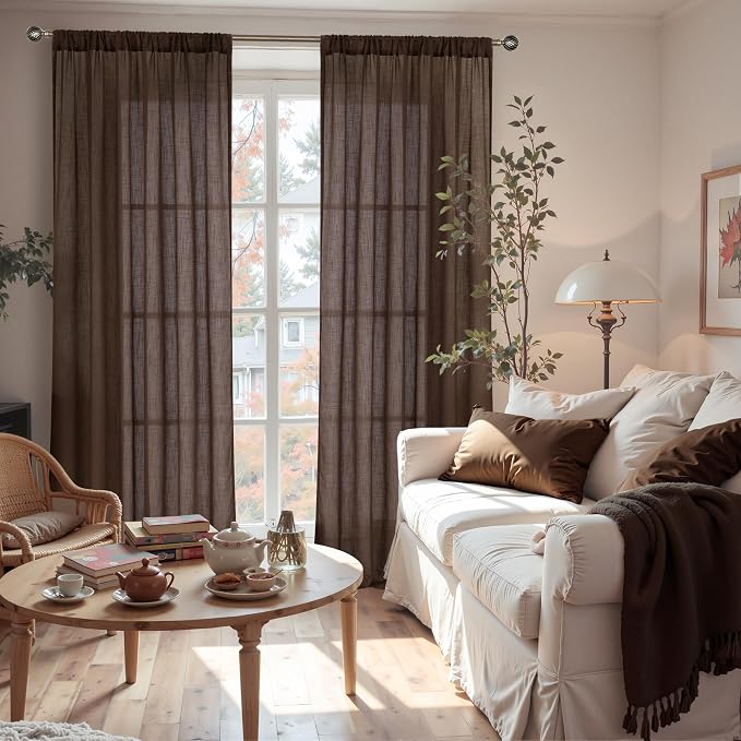 BGment Linen Curtains 90 Inch Length - Image 2