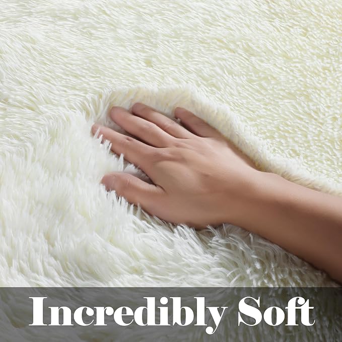 Cream White Runner Rugs for Bedroom Living Room, Ivory Fluffy 2x6 Area Rug | - Image 2